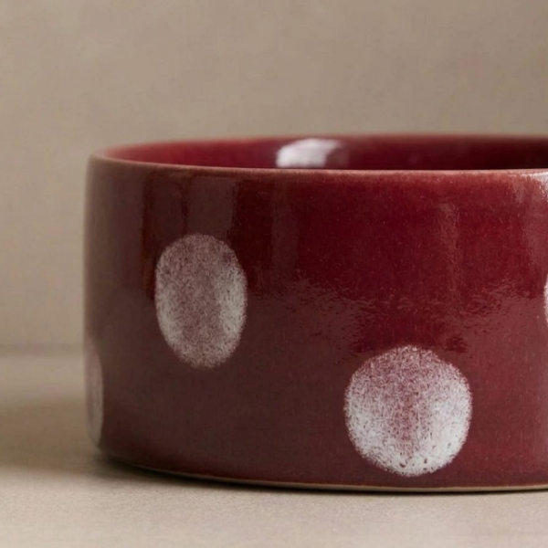 Egg Back Home - Pop Dots Steingut Napf 16,5 cm Burgunder 2er-Set