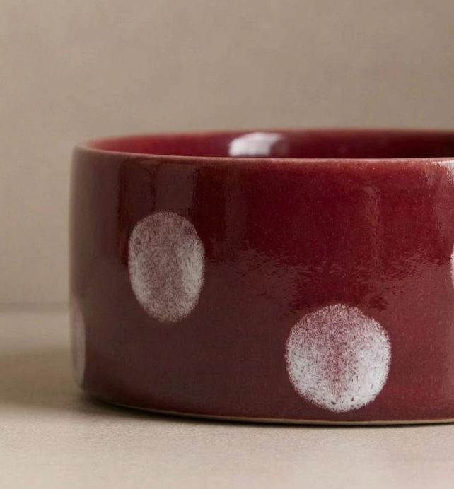Egg Back Home - Pop Dots Steingut Napf 16,5 cm Burgunder 2er-Set